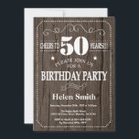 Rustic 50th Birthday Invitation Kaart<br><div class="desc">Rustieke 50e verjaardag uitnodiging. Witte typografie. Rustieke houten achtergrond. Verjaardag voor volwassenen. Verjaardag van Mannen of vrouwen. Kinder jongen of meisje dame tiener Bday Nodig uit. 13e 15e 16e 18e 20e 21e 30e 40e 50e 60e 70e 80e 90e 100e. Elke leeftijd. Voor verdere aanpassing klikt u op de knop "Aanpassen"...</div>
