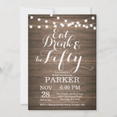Rustic 50th Birthday Invitation Wood Kaart (Voorkant)