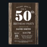 Rustic 50th Birthday Invitation  Wood Kaart<br><div class="desc">Rustic 50th Birthday Invitation with Rustic Wood Background. Retroland. Volwassen verjaardag. Mannelijke Mannen of vrouwen: Birthday. Kinder jongen of meisje Lady Teen Teenage Bday Invite. 13e 15e 16e 18e 21e 30e 40e 50e 60e 70e 80e 90e 100e. Elke leeftijd. Voor verdere aanpassing, te klikken gelieve de knoop "van de Aanpassing...</div>