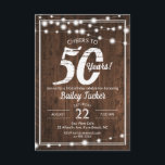 Rustic 50th Birthday String Lights Birthday Party Kaart<br><div class="desc">Deze rustic verjaardagsuitnodiging kenmerkt koordlichten op een donkere houtachtergrond. Klik de aanpassingsknoop voor meer flexibiliteit in het wijzigen van de tekst! De variaties van dit ontwerp, extra kleuren, evenals de coördinerende producten zijn beschikbaar in onze winkel, zazzle.com/doodlelulu*. Neem contact met ons op als je dit ontwerp op een specifiek product...</div>