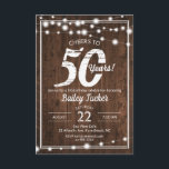 Rustic 50th Birthday String Lights Birthday Party Kaart<br><div class="desc">Deze rustic verjaardagsuitnodiging kenmerkt koordlichten op een donkere houtachtergrond. Klik de aanpassingsknoop voor meer flexibiliteit in het wijzigen van de tekst! De variaties van dit ontwerp, extra kleuren, evenals de coördinerende producten zijn beschikbaar in onze winkel, zazzle.com/doodlelulu*. Neem contact met ons op als je dit ontwerp op een specifiek product...</div>