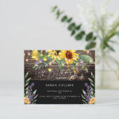 Rustic 50th Birthday Sunflower Black Birthday Uitnodiging Briefkaart (Staand voorkant)