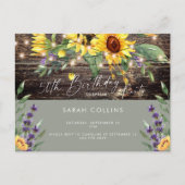 Rustic 50th Birthday Sunflower Sage Birthday Uitnodiging Briefkaart (Voorkant)