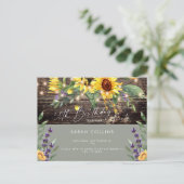 Rustic 50th Birthday Sunflower Sage Birthday Uitnodiging Briefkaart (Staand voorkant)