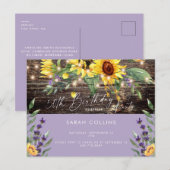 Rustic 50th Birthday Surprise Sunflower Birthday Uitnodiging Briefkaart (Voorkant / Achterkant)