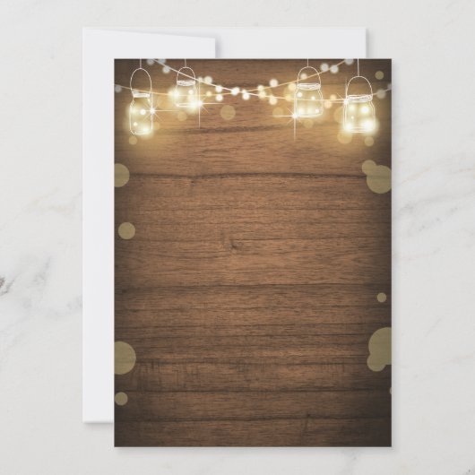 Rustic 50th Wedding Anniversay Uitnodigingslichten Kaart (Achterkant)