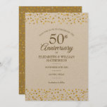 Rustic 50th Wedding Jubileum Gold Hearts Save The Date<br><div class="desc">Met een delicaat gouden liefde hartenbekentenis. Pas je aan met je speciale vijftig jaar gouden verjaardag,  sla je de datuminformatie op in het schrift. Ontworpen door: Thisnotme©</div>