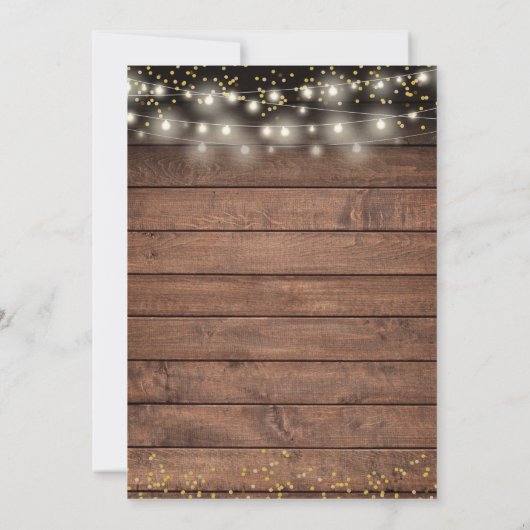 Rustic 50th Wedding Jubileum Gold String Lights Kaart (Achterkant)