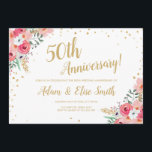 Rustic 50th Wedding Jubileum Invitation Floral Kaart<br><div class="desc">Een geweldige manier om je gasten uit te nodigen voor je Rustic 50th Wedding Jubileum! Rustic Rustic 50th Wedding Jubileum Invitation Floral with Flowers and Gold Confetti!</div>