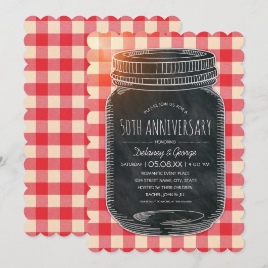 Rustic 50th Wedding Jubileum Picnic Kaart (Voorkant / Achterkant)