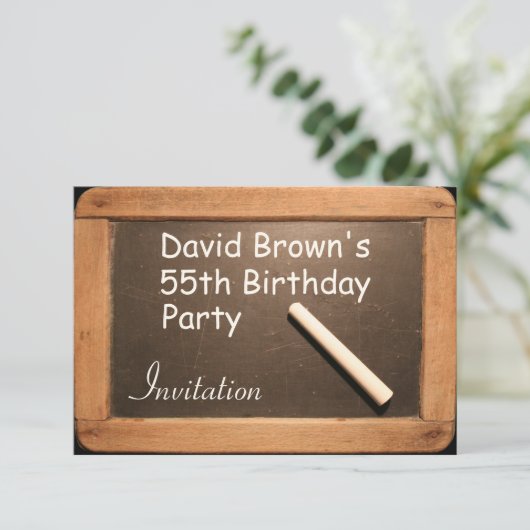 Rustic 55th Birthday Party Celebration Invitation Kaart (Staand voorkant)