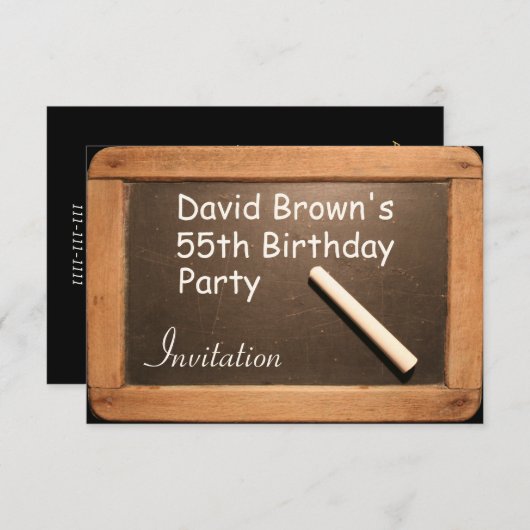Rustic 55th Birthday Party Celebration Invitation Kaart (Voorkant / Achterkant)