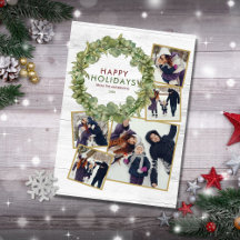 Rustic 5 Foto Collage Greenery Burgundy Kerstmis