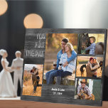 Rustic 5 Foto collage U bent het eengrijze hout Fotoplaat<br><div class="desc">Robuuste fotoplaque die u kunt personaliseren met 5 van uw favoriete afbeeldingen. Het ontwerp heeft een grijs en zwart, plattelandshout, gekarteld met moderne, overmaatse gedrukte en casual scripttypografie. De formulering luidt "u bent degene" en de sjabloon is klaar voor u om jouw naam en vastgestelde datum toe te voegen. Upload...</div>