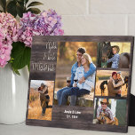 Rustic 5 Foto collage U bent het One Wood Fotoplaat<br><div class="desc">Robuuste fotoplaque die u kunt personaliseren met 5 van uw favoriete afbeeldingen. Het ontwerp heeft een robuuste blik van het landhout, die met moderne overmaatse druk en casual manuscripttypografie wordt gekarteld. De formulering luidt "u bent degene" en de sjabloon is klaar voor u om jouw naam en vastgestelde datum toe...</div>