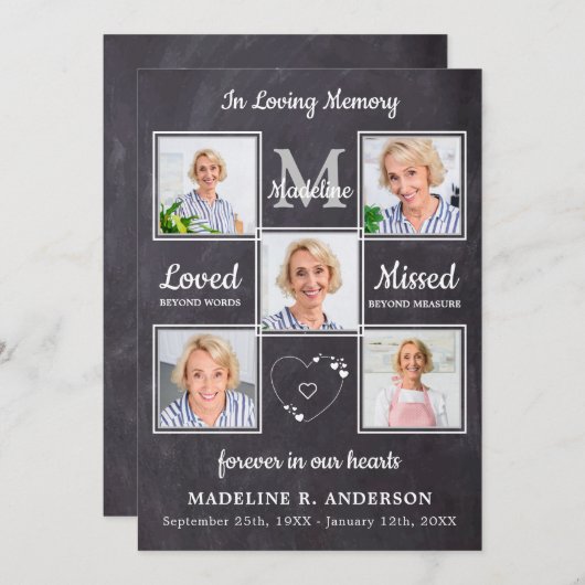 Rustic 5 Foto's Memorial Order of Service Funeral Programmakaart (Voorkant / Achterkant)