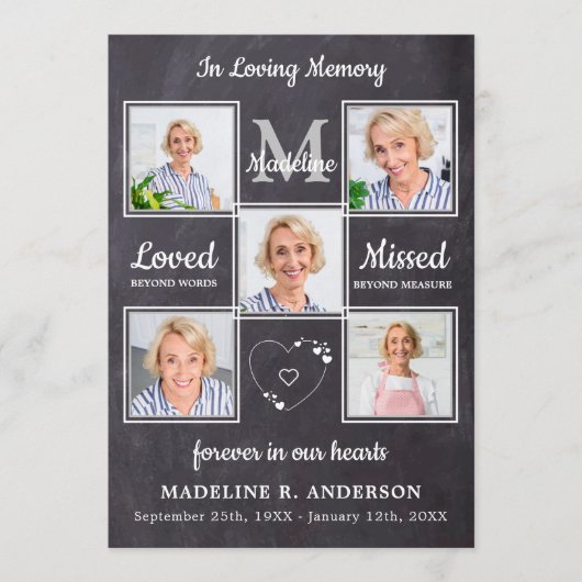 Rustic 5 Foto's Memorial Order of Service Funeral Programmakaart (Voorkant)