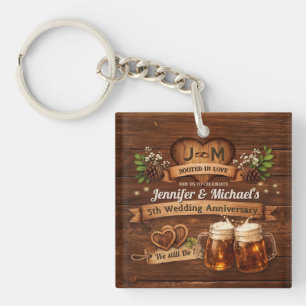 Rustic 5e houten huwelijksjubileum We Still Do Sleutelhanger