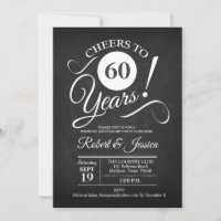 Rustic 60ste huwelijksjubileum - Krijtbord Wit
