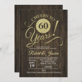 Rustic 60ste huwelijksverjaardag - Goud Hout Kaart (Voorkant / Achterkant)