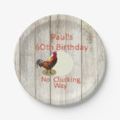 Rustic 60th Birthday Chicken Rooster Fun Custom Papieren Bordje (Voorkant)