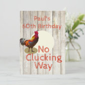 Rustic 60th Birthday Fun Chicken Invitation Kaart (Staand voorkant)