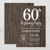 Rustic 60th Birthday Invitation Kaart (Voorkant / Achterkant)