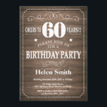 Rustic 60th Birthday Invitation Kaart<br><div class="desc">Rustic 60th Birthday Invitation. Witte Typografie. Rustic Wood Background Volwassen verjaardag. Mannelijke Mannen of vrouwen: Birthday. Kinder jongen of meisje Lady Teen Teenage Bday Invite. 13e 15e 16e 18e 21e 30e 40e 50e 60e 70e 80e 90e 100e. Elke leeftijd. Voor verdere aanpassing, te klikken gelieve de knoop "van de Aanpassing...</div>