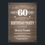 Rustic 60th Birthday Invitation Kaart<br><div class="desc">Rustic 60th Birthday Invitation. Witte Typografie. Rustic Wood Background Volwassen verjaardag. Mannelijke Mannen of vrouwen: Birthday. Kinder jongen of meisje Lady Teen Teenage Bday Invite. 13e 15e 16e 18e 21e 30e 40e 50e 60e 70e 80e 90e 100e. Elke leeftijd. Voor verdere aanpassing, te klikken gelieve de knoop "van de Aanpassing...</div>