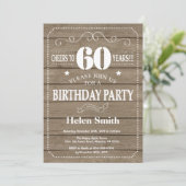 Rustic 60th Birthday Invitation Kaart (Staand voorkant)