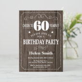Rustic 60th Birthday Invitation Kaart (Staand voorkant)