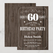 Rustic 60th Birthday Invitation Kaart (Voorkant / Achterkant)