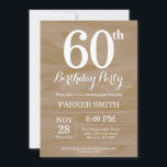 Rustic 60th Birthday Invitation Kaart<br><div class="desc">Rustic 60th Birthday Invitation. Rustic Wood Achtergrond.  Retro Birthday. Volwassen verjaardag. Mannen of vrouwen uitgenodigd. 13e 15e 16e 18e 21e 30e 40e 50e 60e 70e 90e 100e,  elke leeftijd. Voor verdere aanpassing,  te klikken gelieve de knoop "van de Aanpassing het"en ons ontwerphulpmiddel te gebruiken om deze sjabloon te wijzigen.</div>