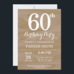 Rustic 60th Birthday Invitation Kaart<br><div class="desc">Rustic 60th Birthday Invitation. Rustic Wood Achtergrond.  Retro Birthday. Volwassen verjaardag. Mannen of vrouwen uitgenodigd. 13e 15e 16e 18e 21e 30e 40e 50e 60e 70e 90e 100e,  elke leeftijd. Voor verdere aanpassing,  te klikken gelieve de knoop "van de Aanpassing het"en ons ontwerphulpmiddel te gebruiken om deze sjabloon te wijzigen.</div>