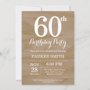 Rustic 60th Birthday Invitation Kaart