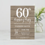 Rustic 60th Birthday Invitation Kaart (Staand voorkant)