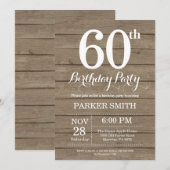 Rustic 60th Birthday Invitation Kaart (Voorkant / Achterkant)