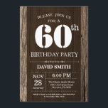 Rustic 60th Birthday Invitation  Wood Kaart<br><div class="desc">Rustic 60th Birthday Invitation with Rustic Wood Background. Retroland. Volwassen verjaardag. Mannelijke Mannen of vrouwen: Birthday. Kinder jongen of meisje Lady Teen Teenage Bday Invite. 13e 15e 16e 18e 21e 30e 40e 50e 60e 70e 80e 90e 100e. Elke leeftijd. Voor verdere aanpassing, te klikken gelieve de knoop "van de Aanpassing...</div>
