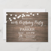 Rustic 60th Birthday Invitation Wood Kaart (Voorkant)