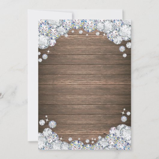 Rustic 60th Birthday Silver Diamond Kaart (Achterkant)