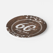 Rustic 60th Birthday String Lights Birthday Party Papieren Bordje (Gekanteld)