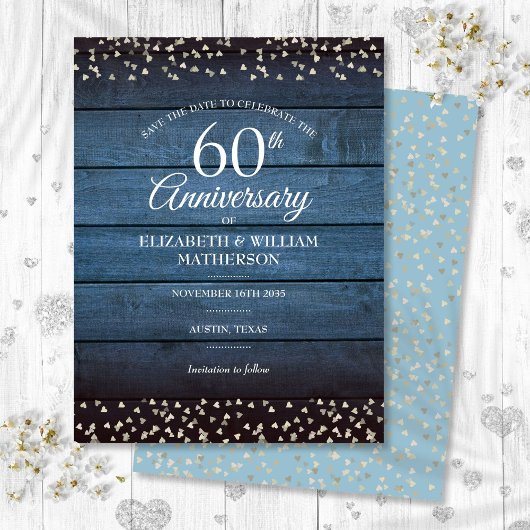 Rustic 60th Diamond Jubileum Save the Date Briefkaart