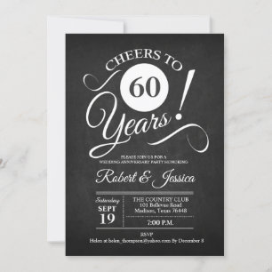 Rustic 60th Wedding Jubileum - Chalkboard White Kaart