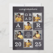 Rustic 6 Afstuderen van het Photo Collage Chalkboa Aankondiging (Voorkant)