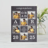 Rustic 6 Afstuderen van het Photo Collage Chalkboa Aankondiging (Staand voorkant)