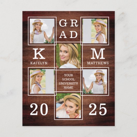 Rustic 6 Photo Collage Wood Budget Afstuderen (Voorkant)