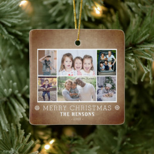 Rustic 6 Serie met foto's voor kerst in collage Keramisch Ornament