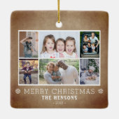Rustic 6 Serie met foto's voor kerst in collage Keramisch Ornament (Achterkant)