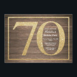Rustic 70th Birthday Invitation Gold Glitter Kaart<br><div class="desc">Rustic 70th Birthday Invitation. Zwarte en goudglitter Birthday Party nodigt uit met Rustic Wood Background. Verrassende verjaardag. Volwassen verjaardag. Mannen of Vrouwen Bday Bash Party. Voor verdere aanpassing,  te klikken gelieve de knoop "van de Aanpassing het"en ons ontwerphulpmiddel te gebruiken om deze sjabloon te wijzigen.</div>