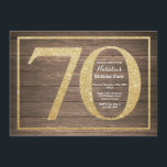 Rustic 70th Birthday Invitation Gold Glitter Kaart<br><div class="desc">Rustic 70th Birthday Invitation. Zwarte en goudglitter Birthday Party nodigt uit met Rustic Wood Background. Verrassende verjaardag. Volwassen verjaardag. Mannen of Vrouwen Bday Bash Party. Voor verdere aanpassing,  te klikken gelieve de knoop "van de Aanpassing het"en ons ontwerphulpmiddel te gebruiken om deze sjabloon te wijzigen.</div>